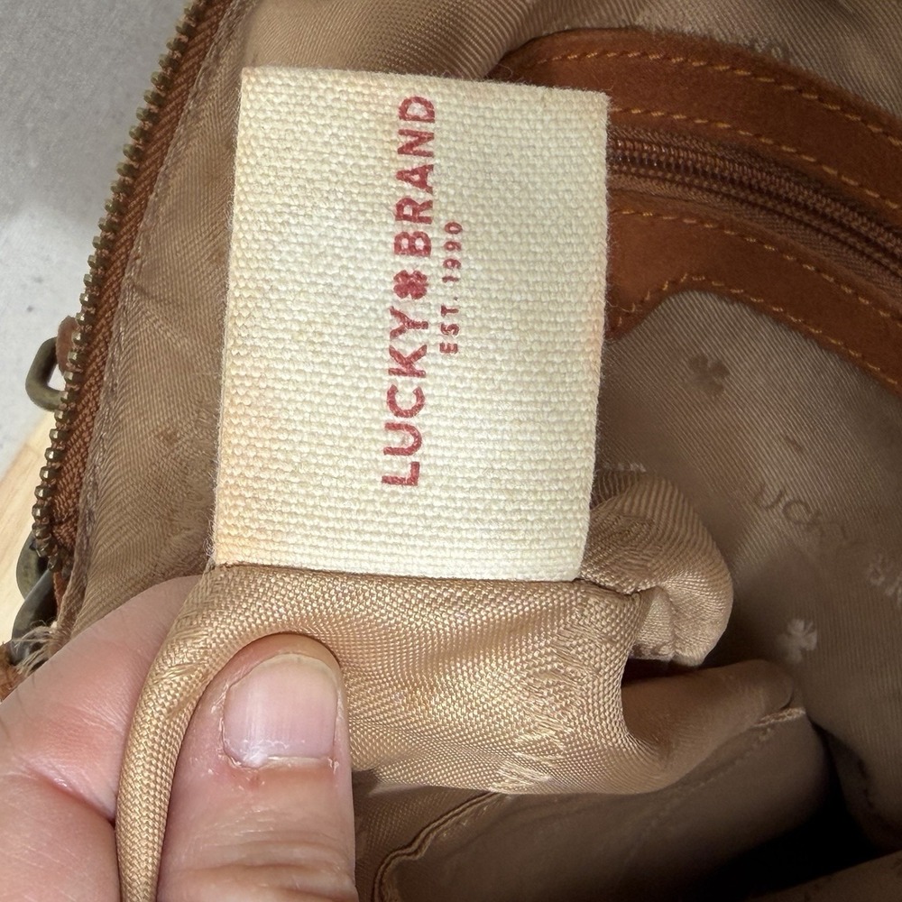 Lucky Brand Womens Brown Suede Leather Hobo Bag Tassel Purse Vintage Y2k Boho - Picture 13 of 16